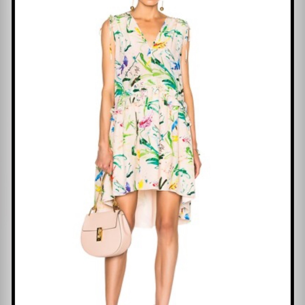No.21 Italy,Drop Waist Sleeveless 100% Silk High Low Floral Dress size 38EU or M